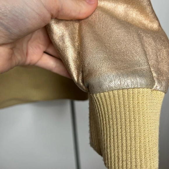 THE MIGHTY COMPANY METALLIC GOLD KINGS PULLOVER- XL LAMB LEATHER MSRP $695 - Picture 9 of 11